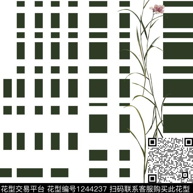 花卉几何大牌风数码印花华亿平台下载（图片编号: 1244237） - 瓦栏（Walan）