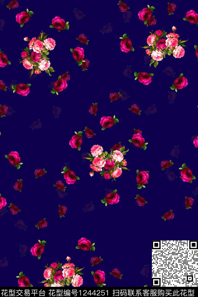 花卉手绘花卉女装数码印花华亿平台下载（图片编号: 1244251） - 瓦栏（Walan）