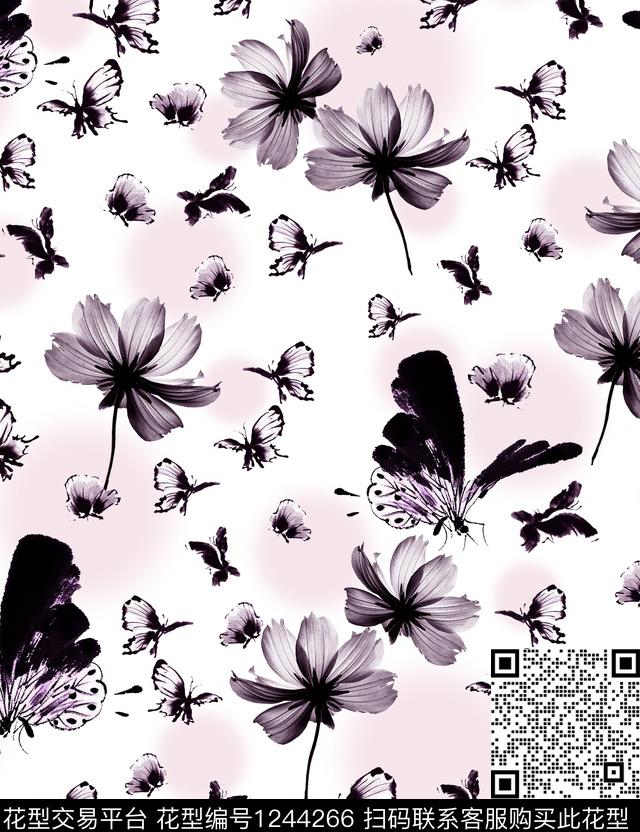 花卉蝴蝶大牌风動物数码印花华亿平台下载（图片编号: 1244266） - 瓦栏（Walan）