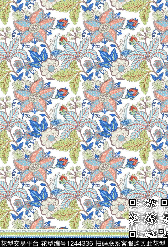 定位花花卉淑女传统印花华亿平台下载（图片编号: 1244336） - 瓦栏（Walan）