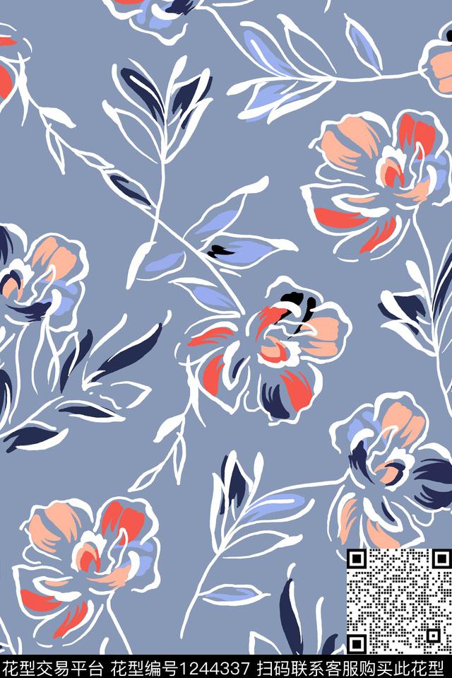花卉小碎花大牌风传统印花华亿平台下载（图片编号: 1244337） - 瓦栏（Walan）