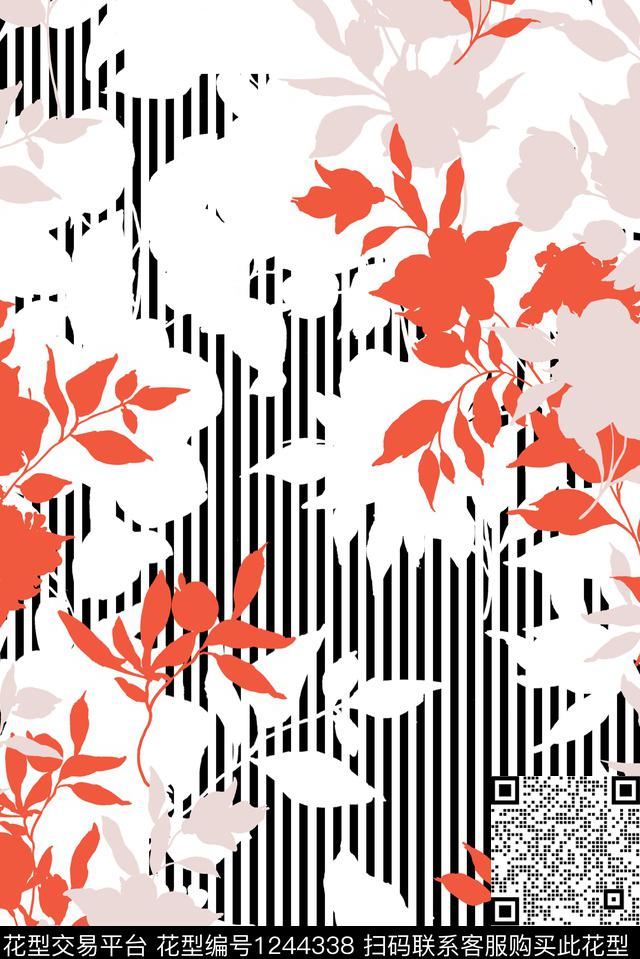 花卉大牌风传统印花华亿平台下载（图片编号: 1244338） - 瓦栏（Walan）