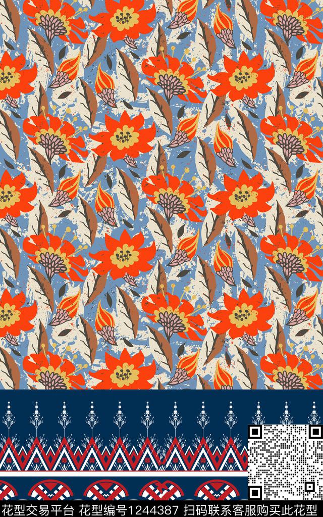 小碎花几何复古数码印花华亿平台下载（图片编号: 1244387） - 瓦栏（Walan）