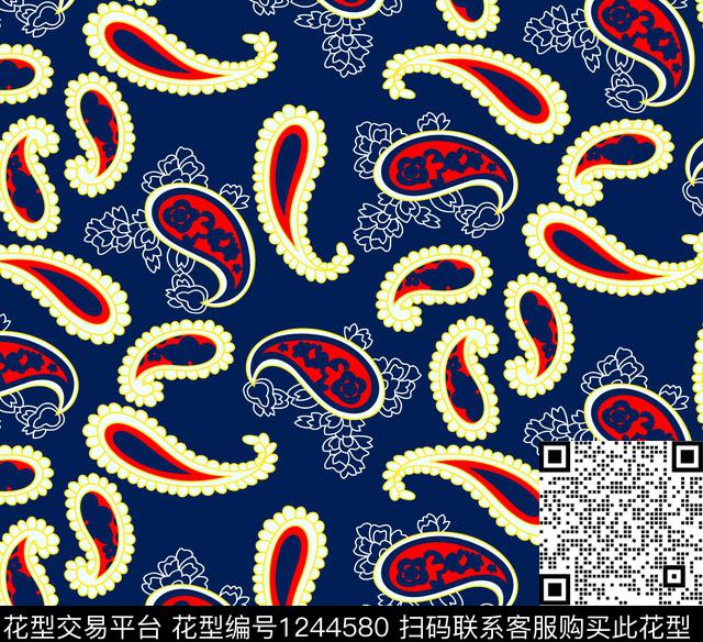 提花华亿平台旗袍佩斯利传统印花华亿平台下载（图片编号: 1244580） - 瓦栏（Walan）