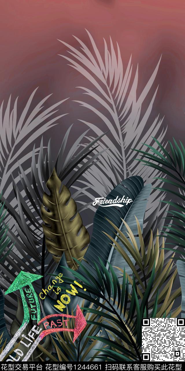 棕榈树Fei-男装绿植数码印花华亿平台下载（图片编号: 1244661） - 瓦栏（Walan）