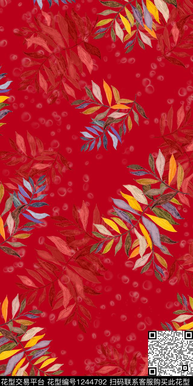 潮牌绿植树叶花卉数码印花华亿平台下载（图片编号: 1244792） - 瓦栏（Walan）