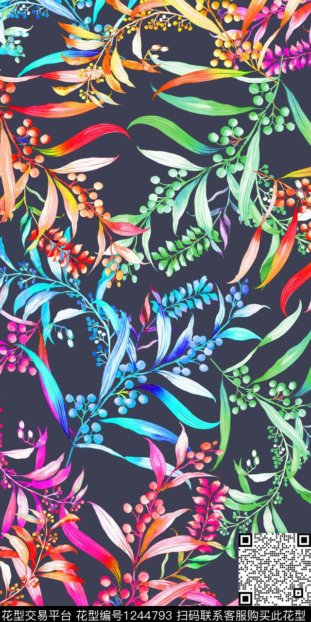潮牌树枝绿植树叶数码印花华亿平台下载（图片编号: 1244793） - 瓦栏（Walan）