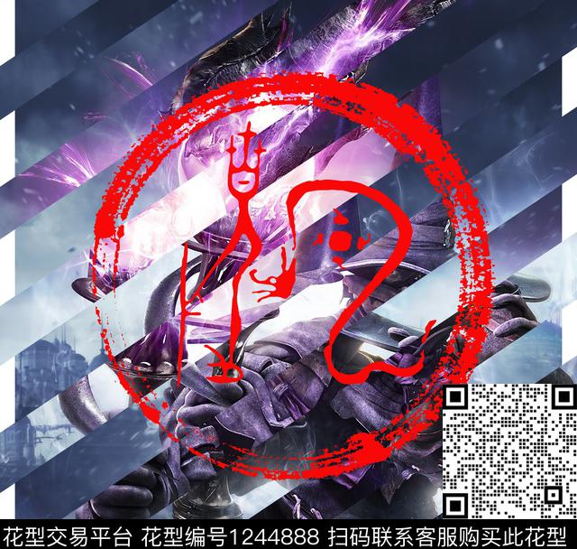 潮牌定位花大牌风数码印花华亿平台下载（图片编号: 1244888） - 瓦栏（Walan）