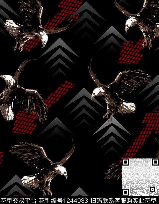 潮牌男装抽象数码印花华亿平台下载（图片编号: 1244933） - 瓦栏（Walan）