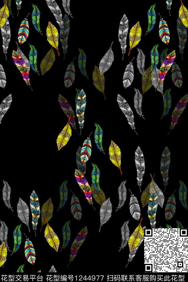 女装羽毛休闲风数码印花华亿平台下载（图片编号: 1244977） - 瓦栏（Walan）