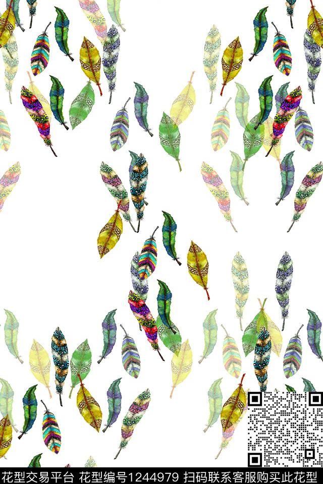 女装羽毛休闲风数码印花华亿平台下载（图片编号: 1244979） - 瓦栏（Walan）