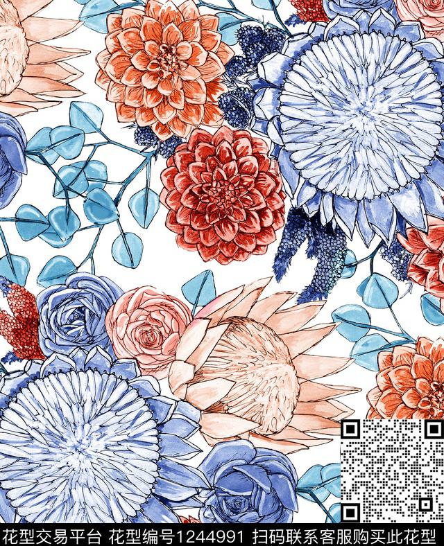 大牌风小碎花马蹄莲数码印花华亿平台下载（图片编号: 1244991） - 瓦栏（Walan）