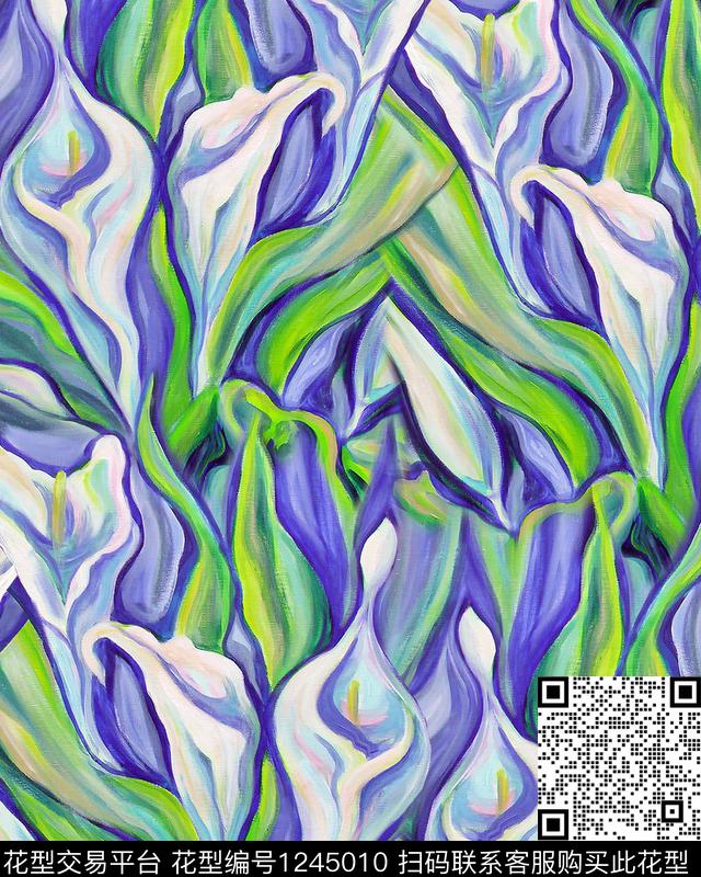 大牌风小碎花马蹄莲数码印花华亿平台下载（图片编号: 1245010） - 瓦栏（Walan）