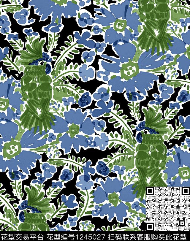 绿植树叶小碎花芭蕾舞数码印花华亿平台下载（图片编号: 1245027） - 瓦栏（Walan）