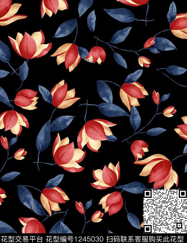 绿植树叶小碎花芭蕾舞数码印花华亿平台下载（图片编号: 1245030） - 瓦栏（Walan）