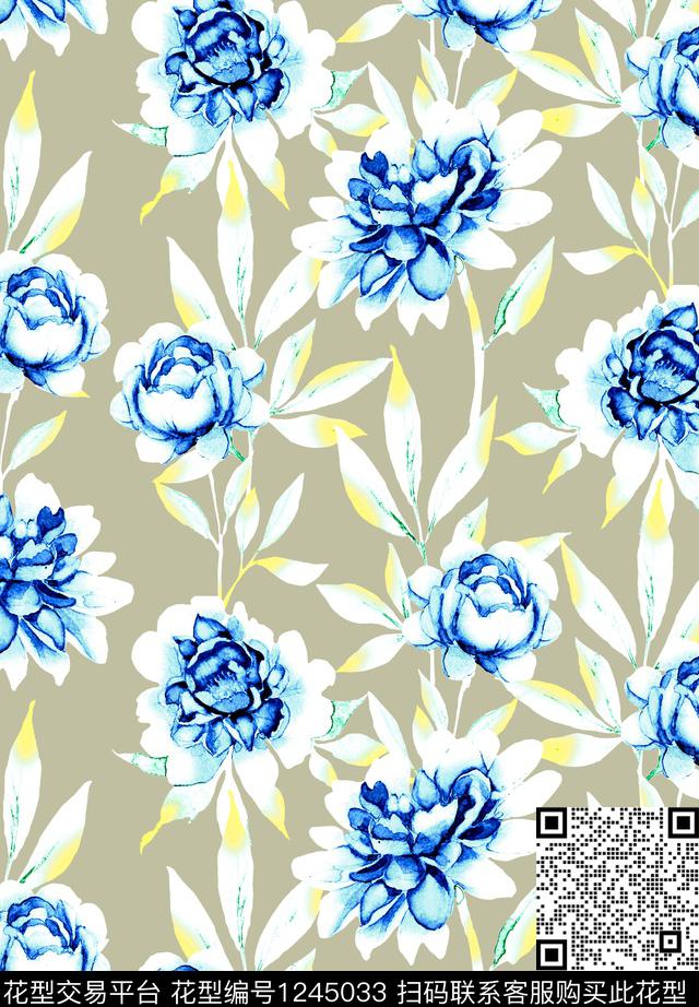 绿植树叶小碎花芭蕾舞数码印花华亿平台下载（图片编号: 1245033） - 瓦栏（Walan）