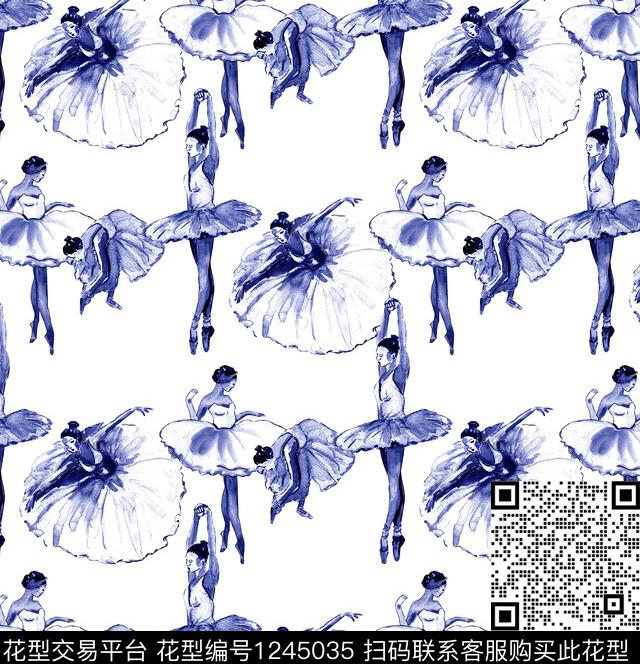 绿植树叶小碎花芭蕾舞数码印花华亿平台下载（图片编号: 1245035） - 瓦栏（Walan）