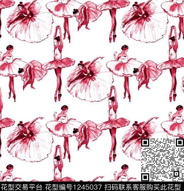 绿植树叶小碎花芭蕾舞数码印花华亿平台下载（图片编号: 1245037） - 瓦栏（Walan）