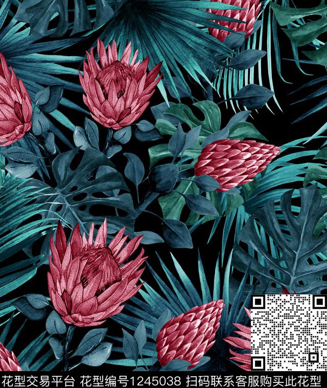 帝王花数码印花华亿平台下载（图片编号: 1245038） - 瓦栏（Walan）