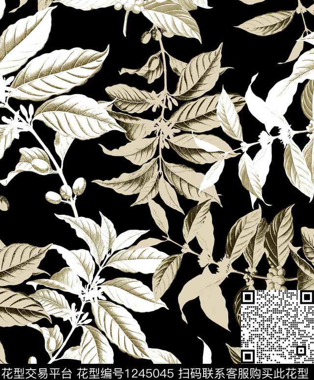绿植树叶小碎花芭蕾舞数码印花华亿平台下载（图片编号: 1245045） - 瓦栏（Walan）