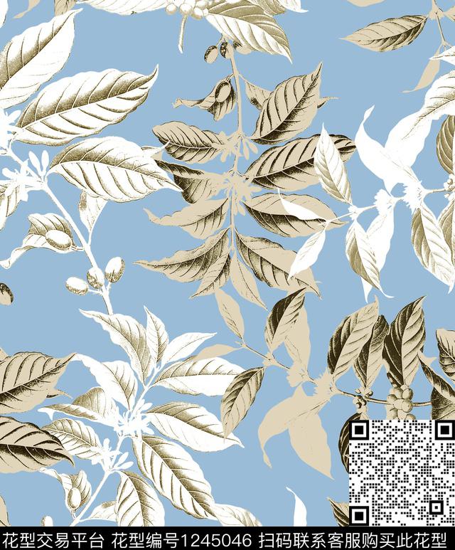 绿植树叶小碎花芭蕾舞数码印花华亿平台下载（图片编号: 1245046） - 瓦栏（Walan）