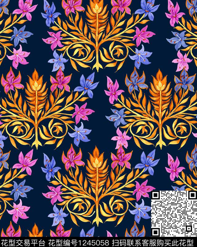 梨李子小碎花数码印花华亿平台下载（图片编号: 1245058） - 瓦栏（Walan）