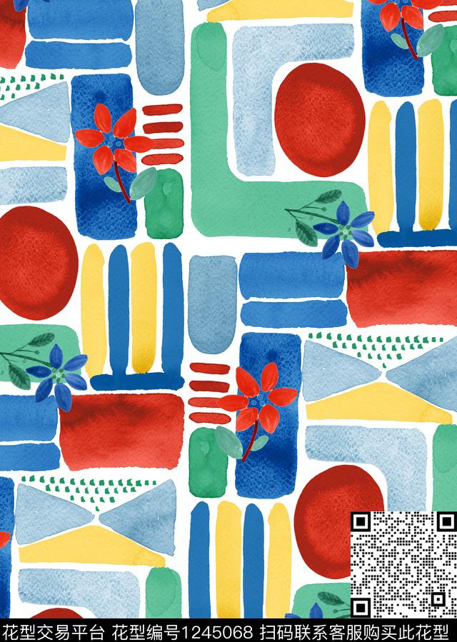 LV大牌风抽象花卉数码印花华亿平台下载（图片编号: 1245068） - 瓦栏（Walan）