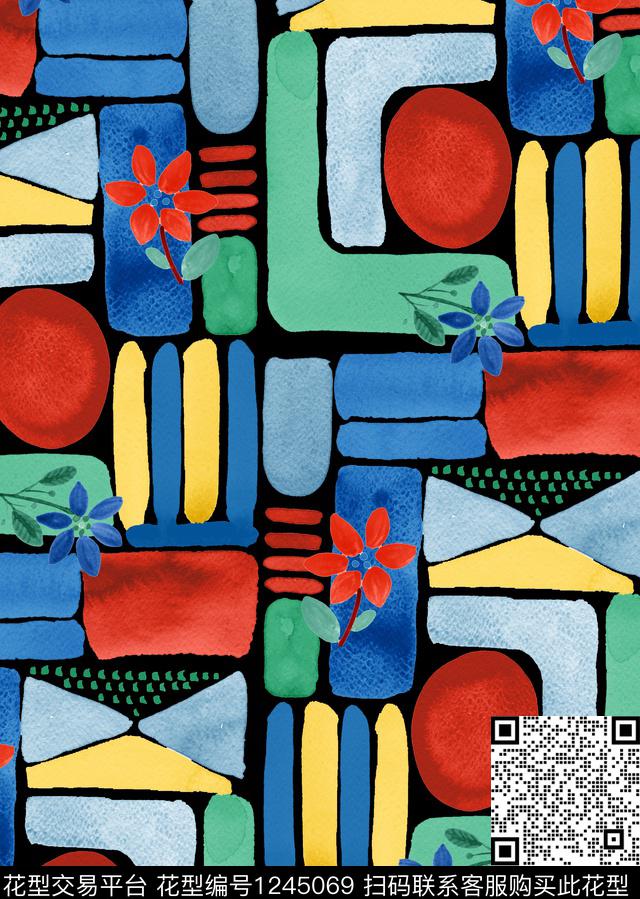 LV大牌风抽象花卉数码印花华亿平台下载（图片编号: 1245069） - 瓦栏（Walan）