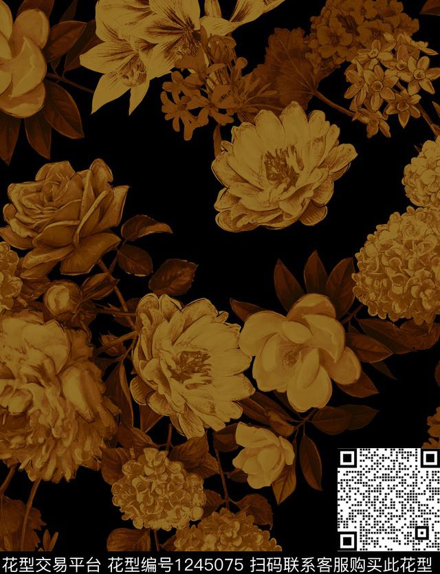 LV大牌风抽象花卉数码印花华亿平台下载（图片编号: 1245075） - 瓦栏（Walan）