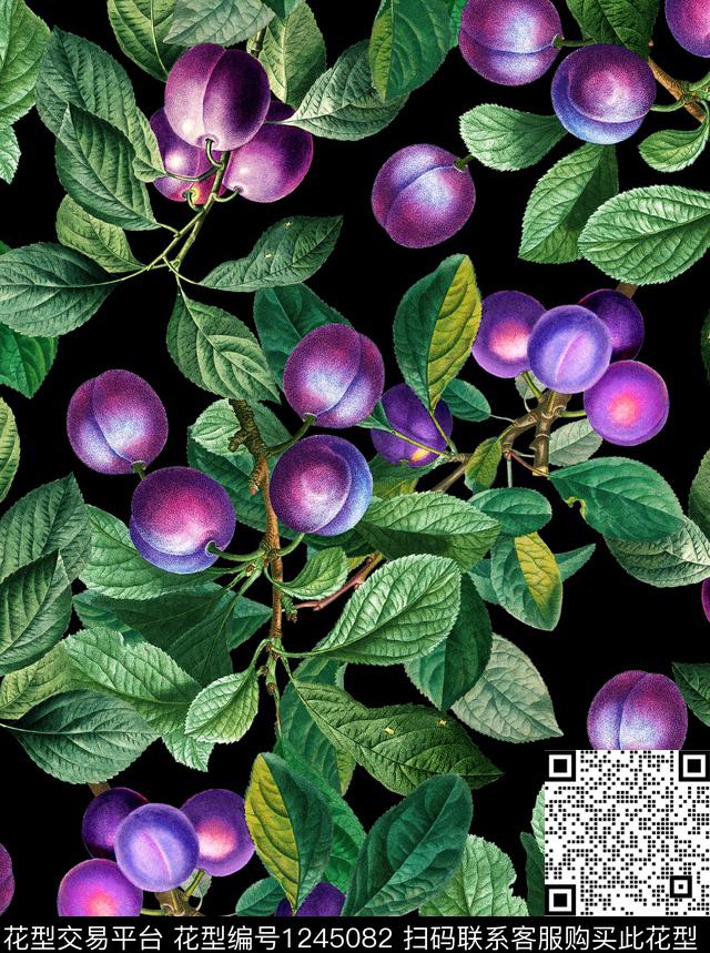 梨李子小碎花数码印花华亿平台下载（图片编号: 1245082） - 瓦栏（Walan）