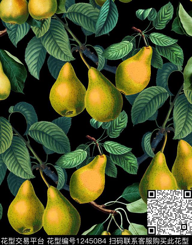 梨李子小碎花数码印花华亿平台下载（图片编号: 1245084） - 瓦栏（Walan）