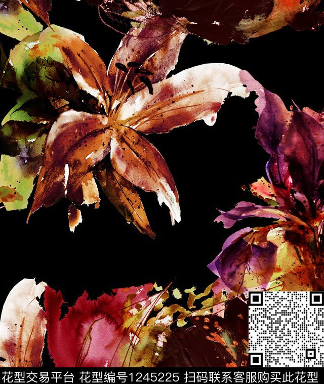 孔雀剪影小碎花数码印花华亿平台下载（图片编号: 1245225） - 瓦栏（Walan）