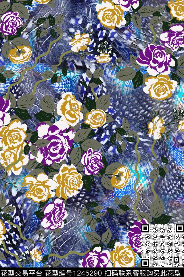 花卉布纹底纹中老年花数码印花华亿平台下载（图片编号: 1245290） - 瓦栏（Walan）