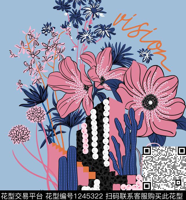 花卉建筑字母传统印花华亿平台下载（图片编号: 1245322） - 瓦栏（Walan）