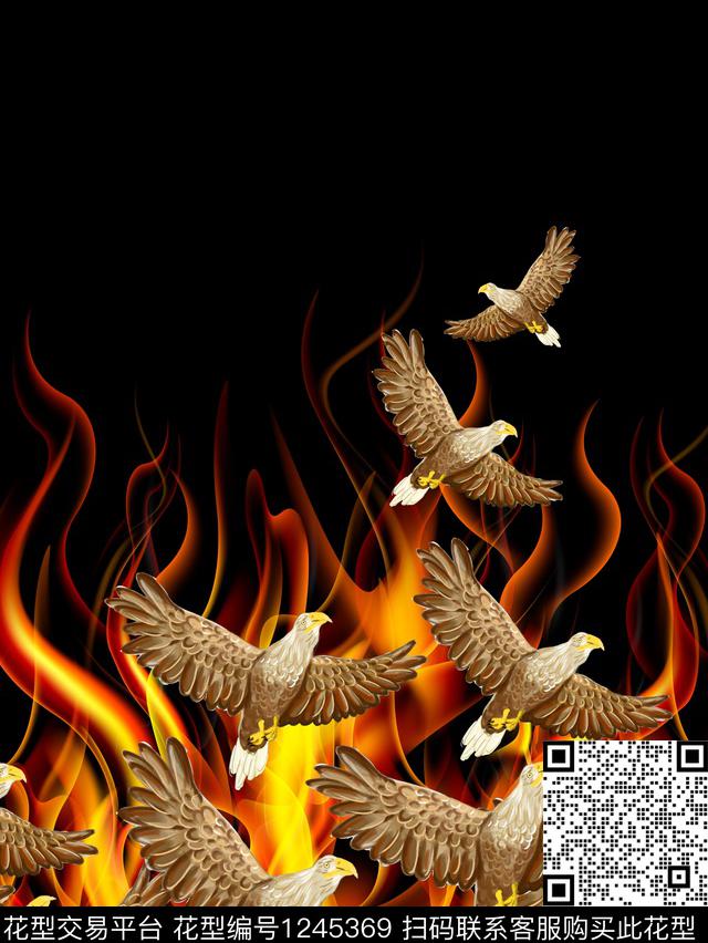 潮牌定位花抽象男装数码印花华亿平台下载（图片编号: 1245369） - 瓦栏（Walan）