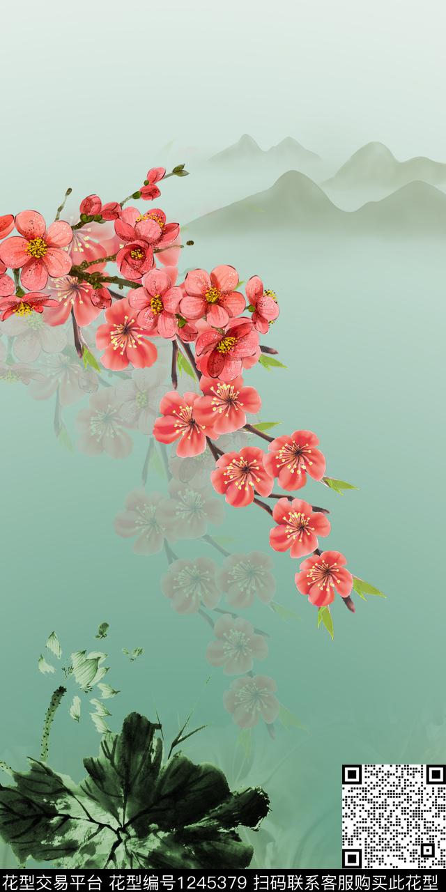 定位花复古中国风数码印花华亿平台下载（图片编号: 1245379） - 瓦栏（Walan）