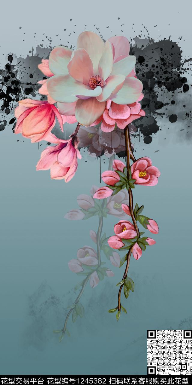 定位花复古中国风数码印花华亿平台下载（图片编号: 1245382） - 瓦栏（Walan）