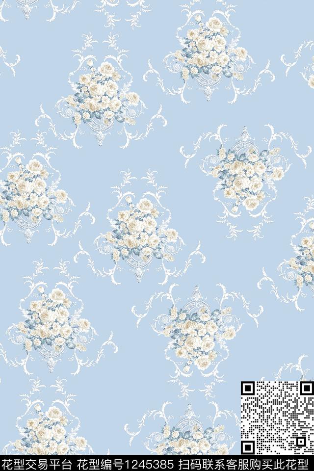 旗袍连衣裙欧式花卉传统印花华亿平台下载（图片编号: 1245385） - 瓦栏（Walan）