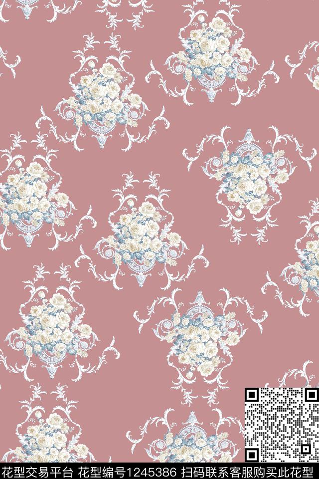 旗袍连衣裙欧式花卉传统印花华亿平台下载（图片编号: 1245386） - 瓦栏（Walan）