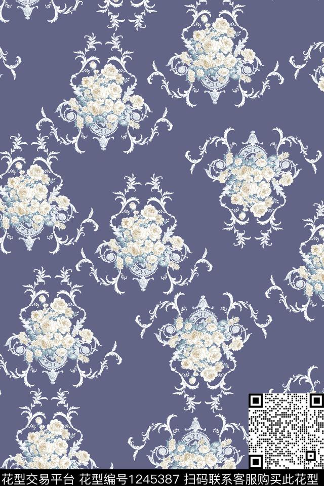 旗袍连衣裙欧式花卉传统印花华亿平台下载（图片编号: 1245387） - 瓦栏（Walan）