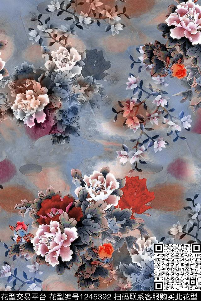 香云纱大牌风复古旗袍华亿平台数码印花华亿平台下载（图片编号: 1245392） - 瓦栏（Walan）