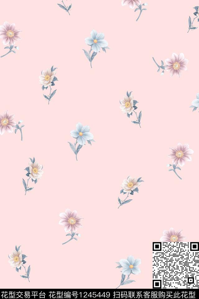 小清新花卉女青年连衣裙传统印花华亿平台下载（图片编号: 1245449） - 瓦栏（Walan）