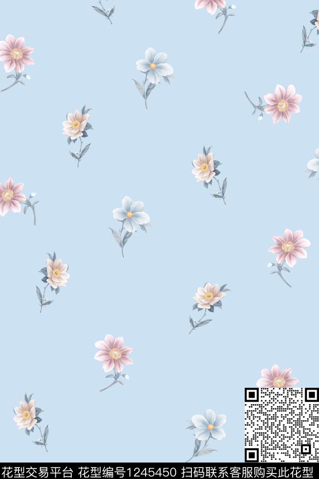 小清新花卉女青年连衣裙传统印花华亿平台下载（图片编号: 1245450） - 瓦栏（Walan）