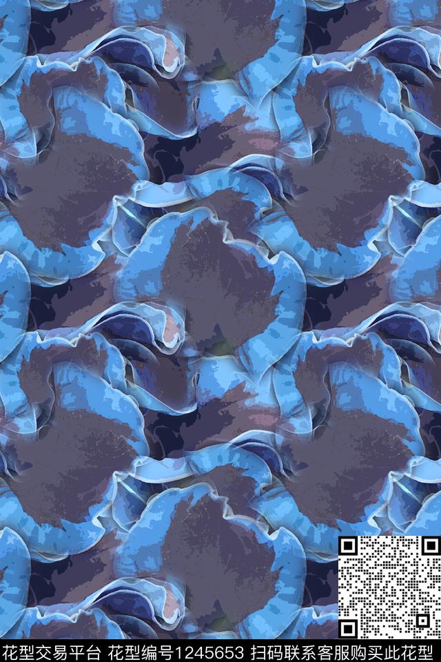 抽象花卉抽象迷彩图案数码印花华亿平台下载（图片编号: 1245653） - 瓦栏（Walan）