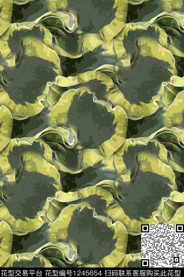 抽象花卉抽象迷彩图案数码印花华亿平台下载（图片编号: 1245654） - 瓦栏（Walan）