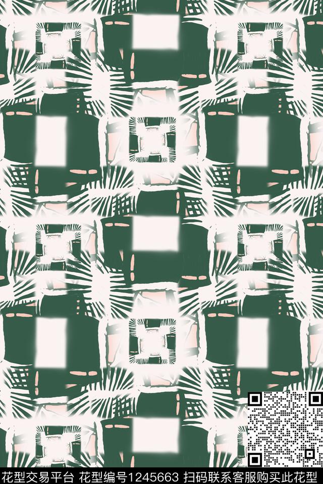 格子混搭密铺几何手绘线条笔触数码印花华亿平台下载（图片编号: 1245663） - 瓦栏（Walan）