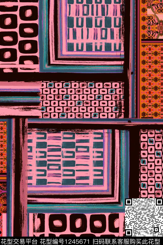 休闲几何纹理数码印花华亿平台下载（图片编号: 1245671） - 瓦栏（Walan）