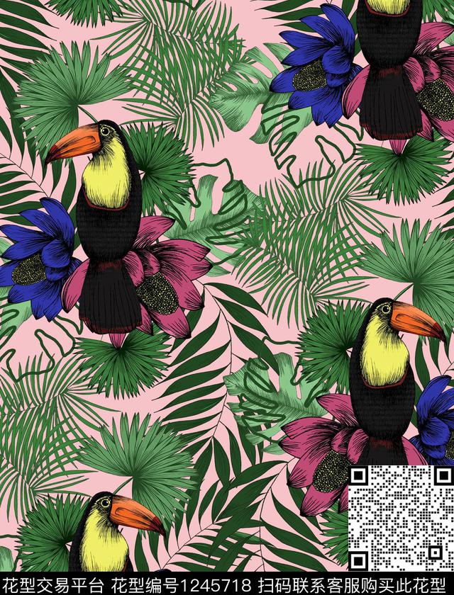 鹦鹉bird数码印花华亿平台下载（图片编号: 1245718） - 瓦栏（Walan）