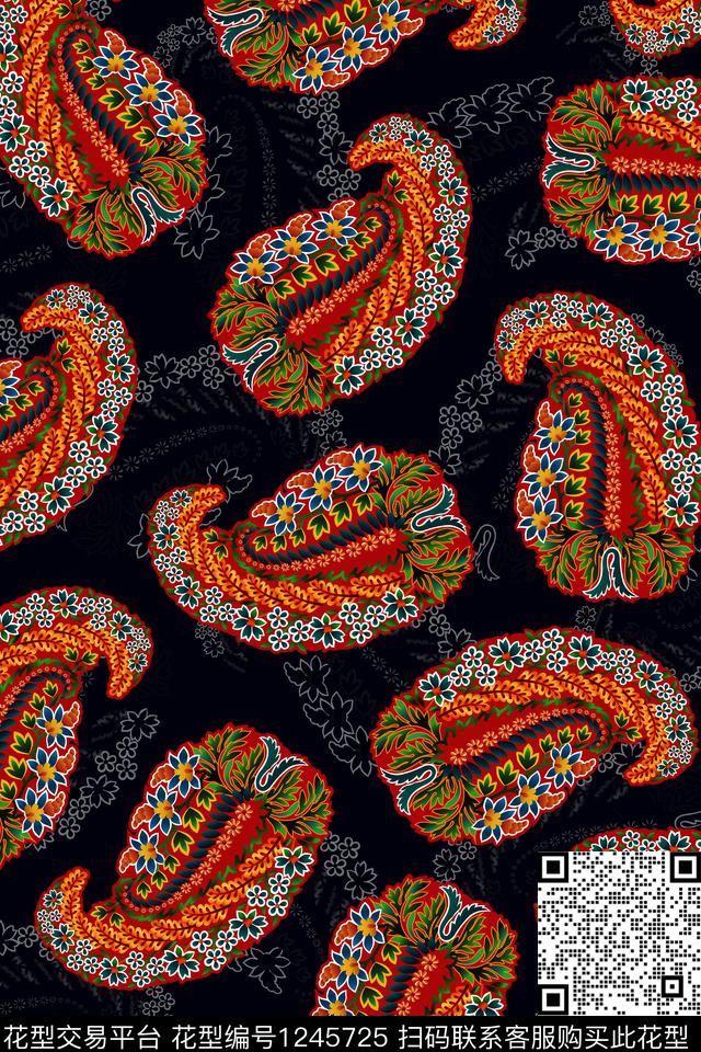佩斯利复古小碎花数码印花华亿平台下载（图片编号: 1245725） - 瓦栏（Walan）