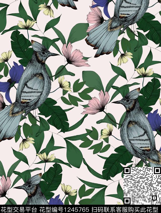 鹦鹉bird数码印花华亿平台下载（图片编号: 1245765） - 瓦栏（Walan）